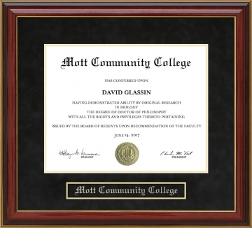 Mott Community College Mahogany Diploma Frame