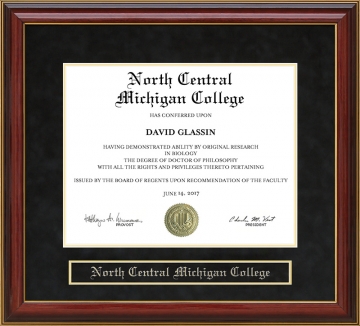 North Central Michigan College (NCMC) Mahogany Diploma Frame