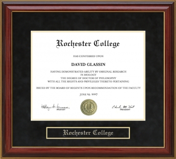Rochester College (RC) Mahogany Diploma Frame