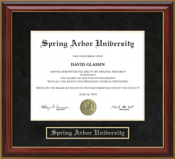 Spring Arbor University (SAU) Mahogany Diploma Frame