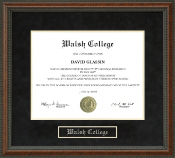 Walsh College Diploma Frame