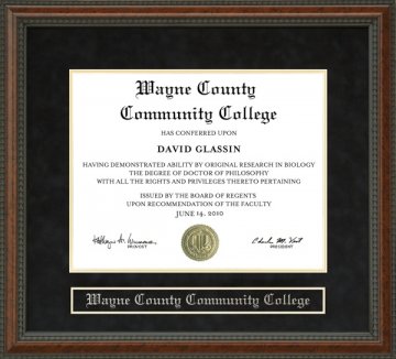 Wayne County Community College Diploma Frame