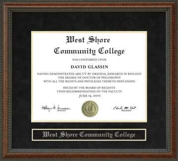 West Shore Community College (WSCC) Diploma Frame