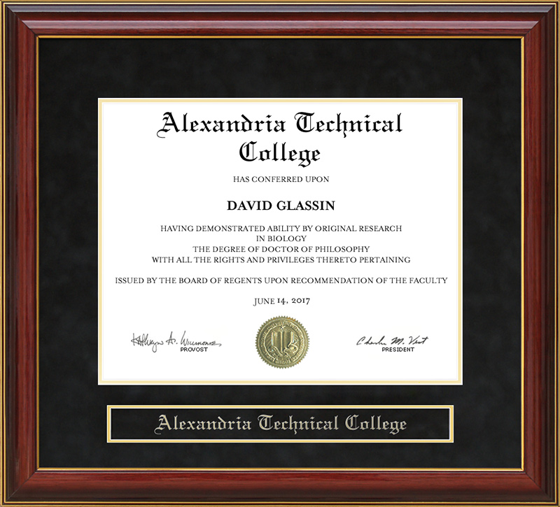 alexandria-technical-college-mahogany-diploma-frame-by-wordyisms