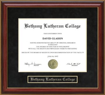 Bethany Lutheran College (BLC) Mahogany Diploma Frame