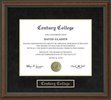 Century College Diploma Frame