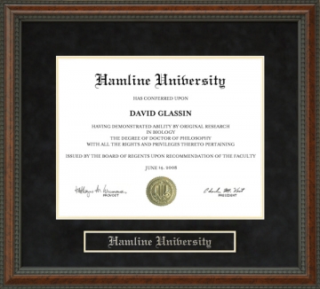 Hamline University Diploma Frame