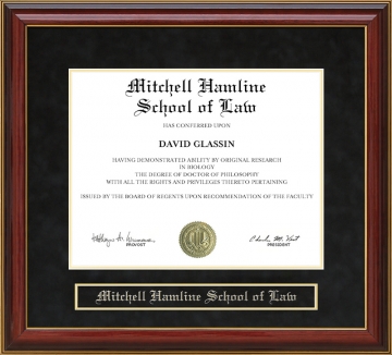 Mitchell Hamline School of Law Mahogany Diploma Frame