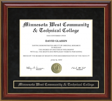 Minnesota West Community & Technical College Mahogany Diploma Frame