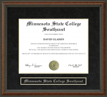 Minnesota State College Southeast Diploma Frame
