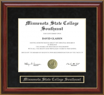 Minnesota State College Southeast Mahogany Diploma Frame
