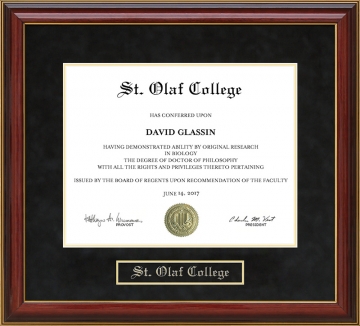 St. Olaf College Mahogany Diploma Frame