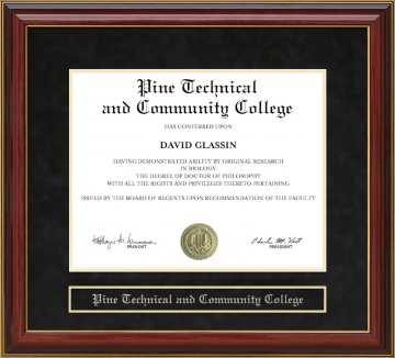 Pine Technical and Community College Mahogany Diploma Frame