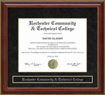 Rochester Community & Technical College (RCTC) Mahogany Diploma Frame