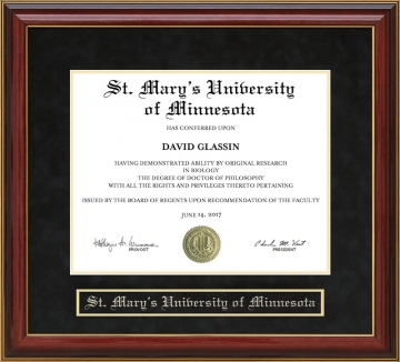 St. Mary's University of Minnesota (SMU) Mahogany Diploma Frame