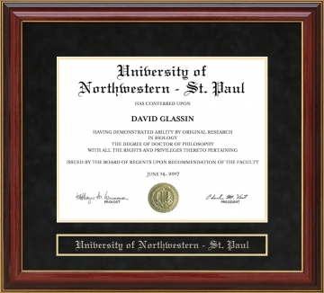 University of Northwestern - St. Paul Mahogany Diploma Frame