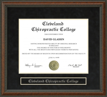 Cleveland Chiropractic College Diploma Frame