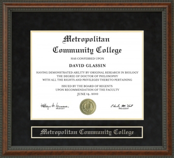 Metropolitan Community College (MCC) Diploma Frame