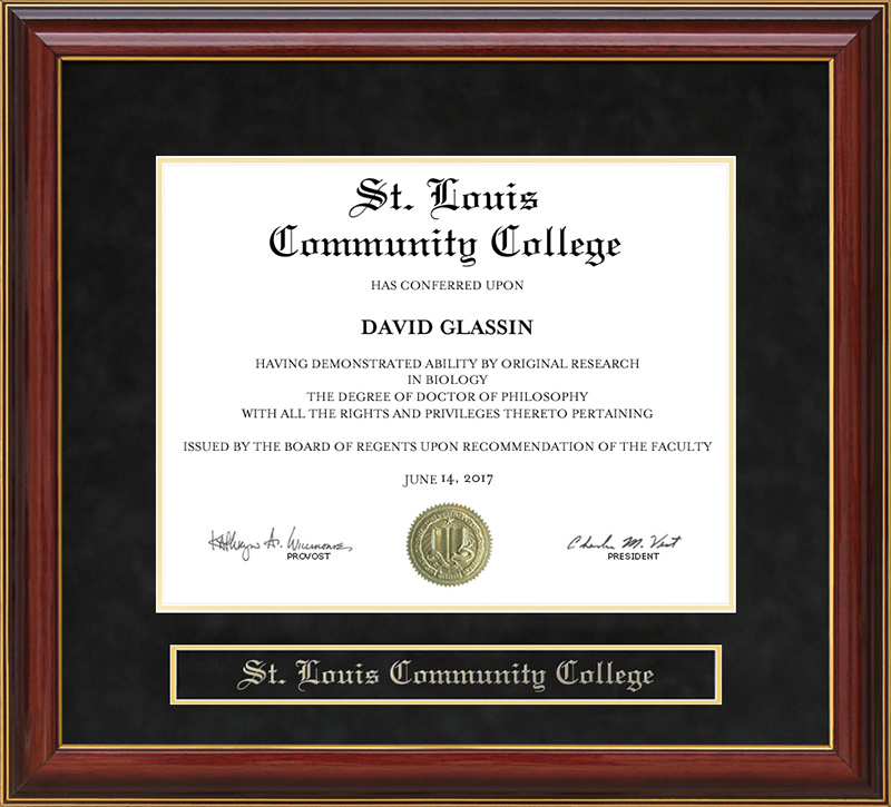 St. Louis Community College (STLCC) Mahogany Diploma Frame by Wordyisms