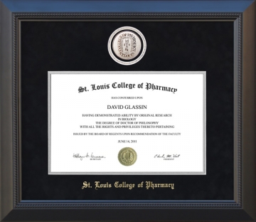 St. Louis College of Pharmacy (STLCOP) Diploma Frame with Platinum Medallion