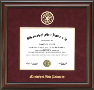 Mississippi State University Diploma Frame with Embossed School Seal