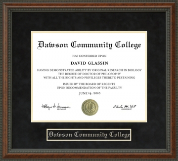 Dawson Community College Diploma Frame