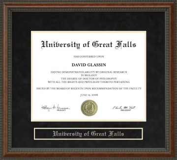 University of Great Falls (UGF) Diploma Frame