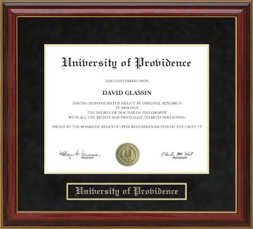 University of Providence Mahogany Diploma Frame