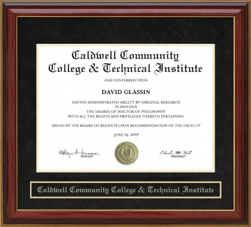 Caldwell Community College & Technical Institute (CCC&TI) Mahogany Diploma Frame