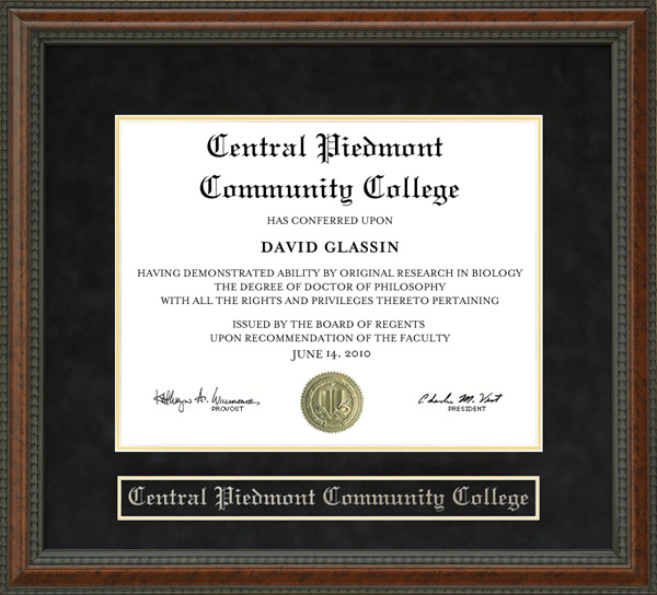 Central Piedmont Community College (CPCC) Diploma Frame by Wordyisms