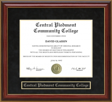 Central Piedmont Community College (CPCC) Mahogany Diploma Frame