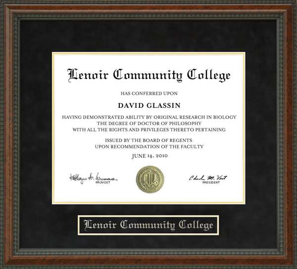 Lenoir Community College Diploma Frame by Wordyisms