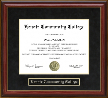 Lenoir Community College Mahogany Diploma Frame