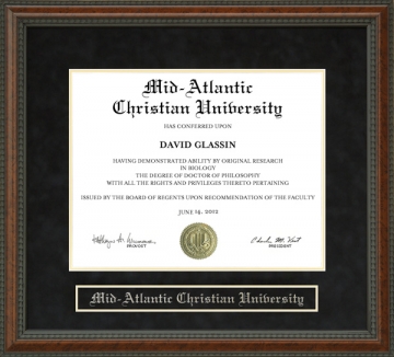 Mid Atlantic Christian University Diploma Frame