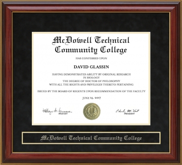 McDowell Technical Community College Mahogany Diploma Frame