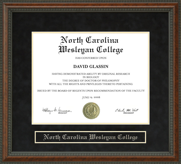 North Carolina Wesleyan College (NCWC) Diploma Frame by Wordyisms