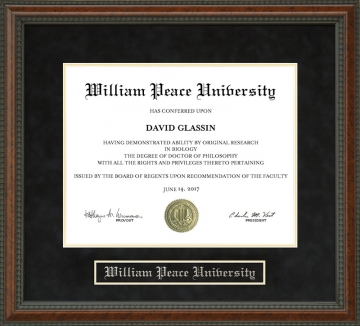 William Peace University Diploma Frame