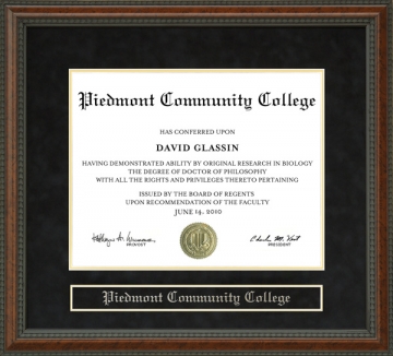 Piedmont Community College Diploma Frame