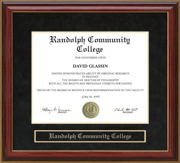 Randolph Community College Mahogany Diploma Frame