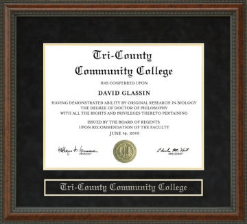 Tri-County Community College (TCCC) Diploma Frame