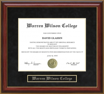 Warren Wilson College Mahogany Diploma Frame