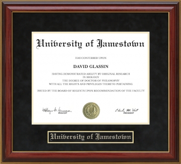 University of Jamestown Mahogany Diploma Frame