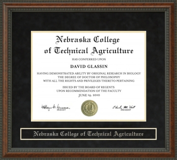 Nebraska College of Technical Agriculture (NCTA) Diploma Frame