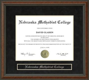 Nebraska Methodist College Diploma Frame