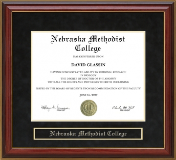 Nebraska Methodist College Mahogany Diploma Frame