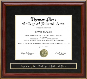 Thomas More College of Liberal Arts Mahogany Diploma Frame