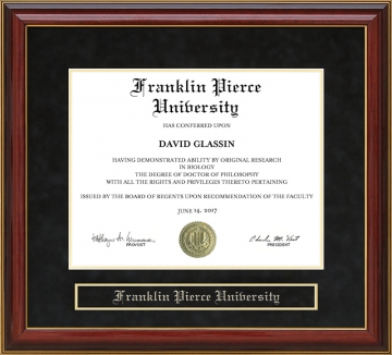 Franklin Pierce University Mahogany Diploma Frame