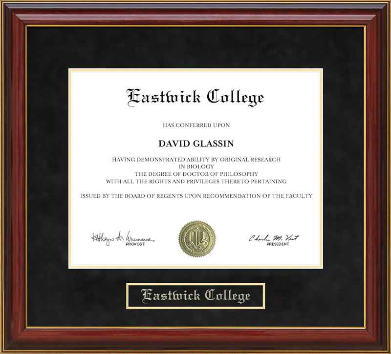 Eastwick College Mahogany Diploma Frame by Wordyisms