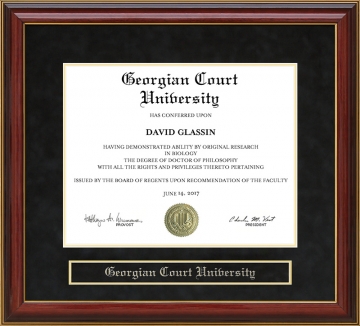 Georgian Court University (GCU) Mahogany Diploma Frame