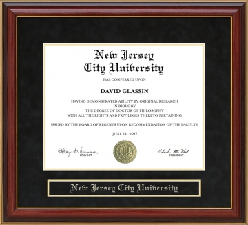 New Jersey City University (NJCU) Mahogany Diploma Frame